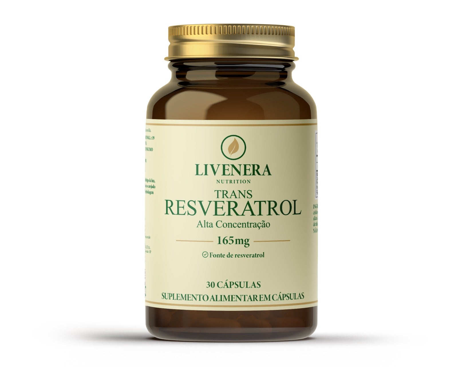 Resveratrol Trans 165mg 30 cápsulas Livenera Nutrition - antienvelhecimento