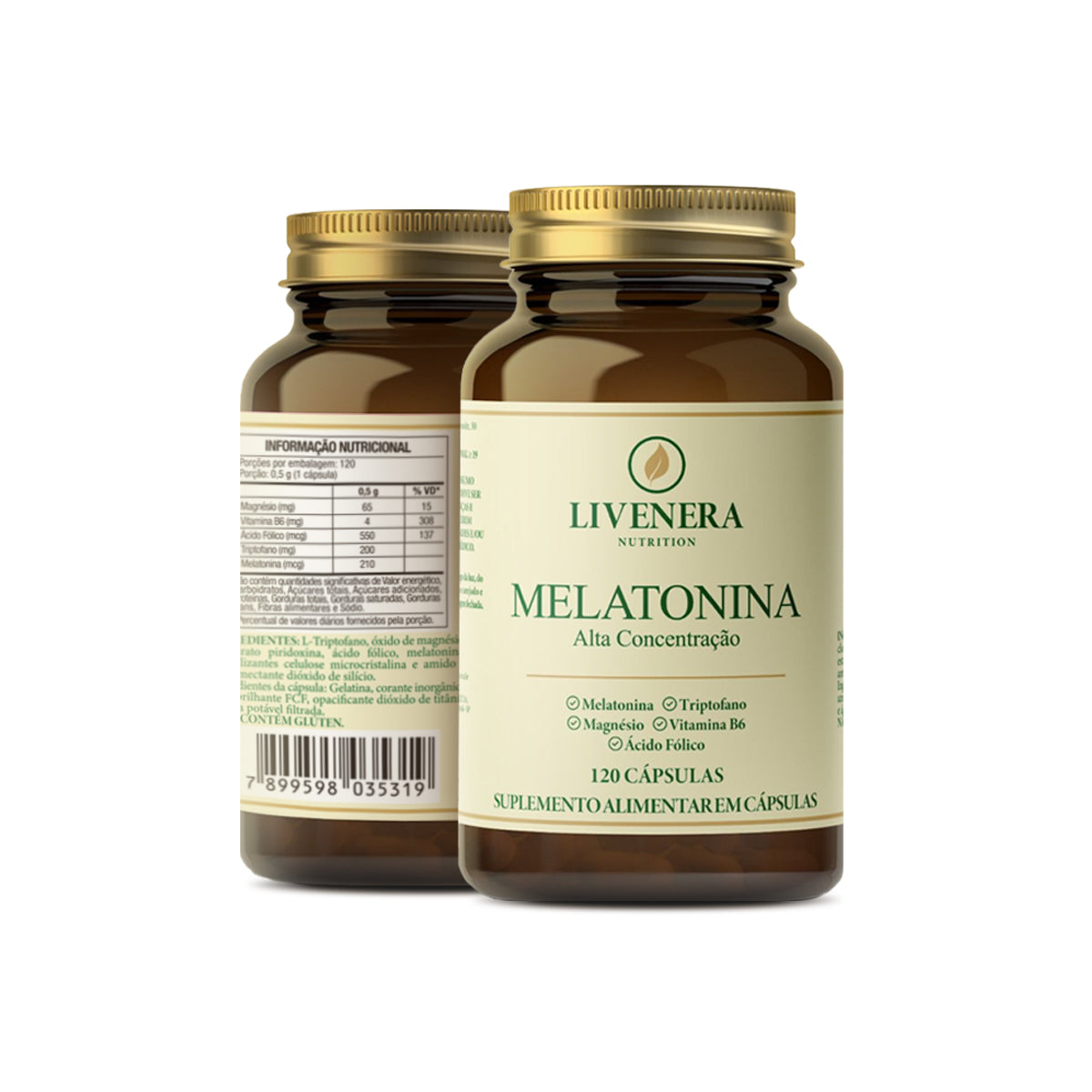 Melatonina 3mg 120 cápsulas Livenera Nutrition - suplemento para dormir melhor